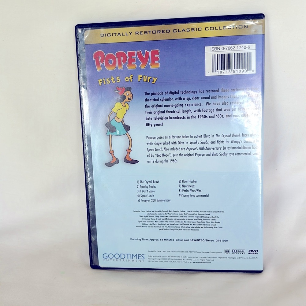 Slightly Used Collectible 2004 Popeye Fists Of Fury DVD - - Picture 2 of 7